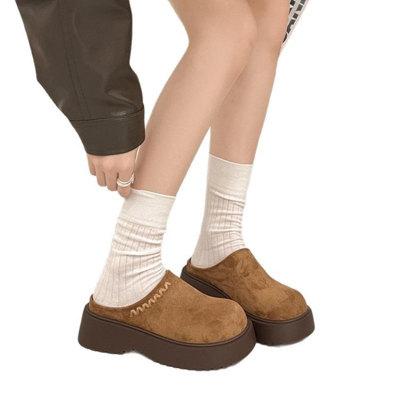 Thick-soled half-slippers women's new autumn one-pedal bag head half-drag single shoes Boken sandals