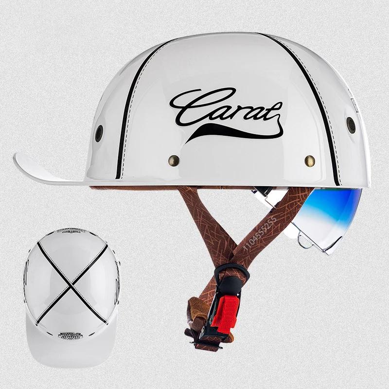 Motorcycle Helmet Baseball Cap Half Face Capacete De Moto Helmet with Sunglasses Motorbike Scooter Cycling Helmet DOT Approved