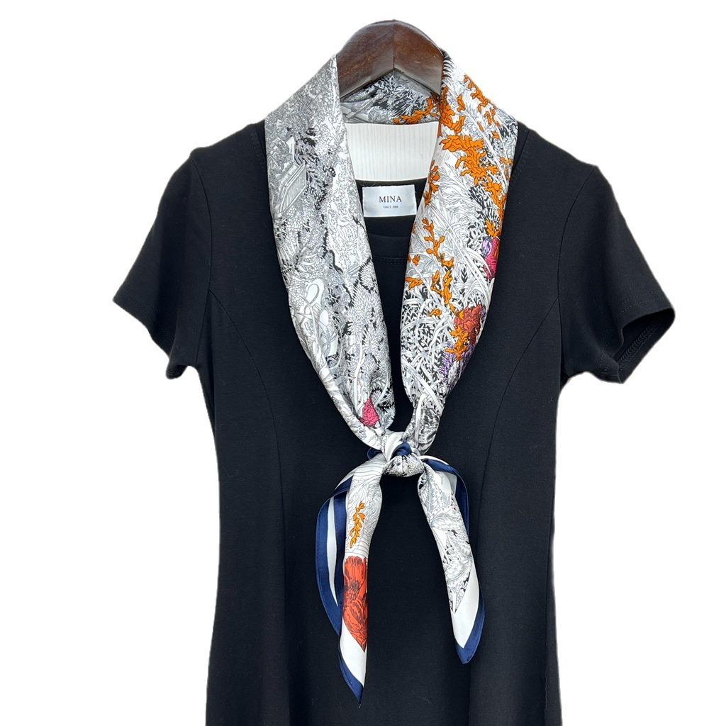 Spring 100% Mulberry Silk Printing Returns To Natural Silk Square Scarf Women'S Premium Plain Crepe Satin Silk Gift