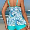 2024 European & American Flat-Leg Tankini Swimsuit Print Conservative Women's Swimwear