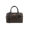 Rowan 27 Stampa Monogramma Chiusura a Zip Tela Rivestita e Pelle Liscia Borsa Boston Borse da Donna Marrone Scuro 83607-IMAA8