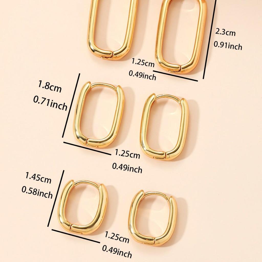 Minimalist European & American Square Hoop Earrings: High-End, Versatile, Light Luxury for Women