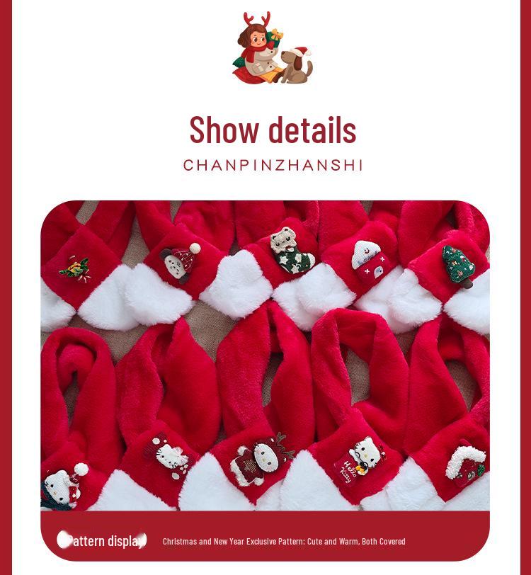 Kids' Red Knit Scarf: Winter Plush Neck Warmer