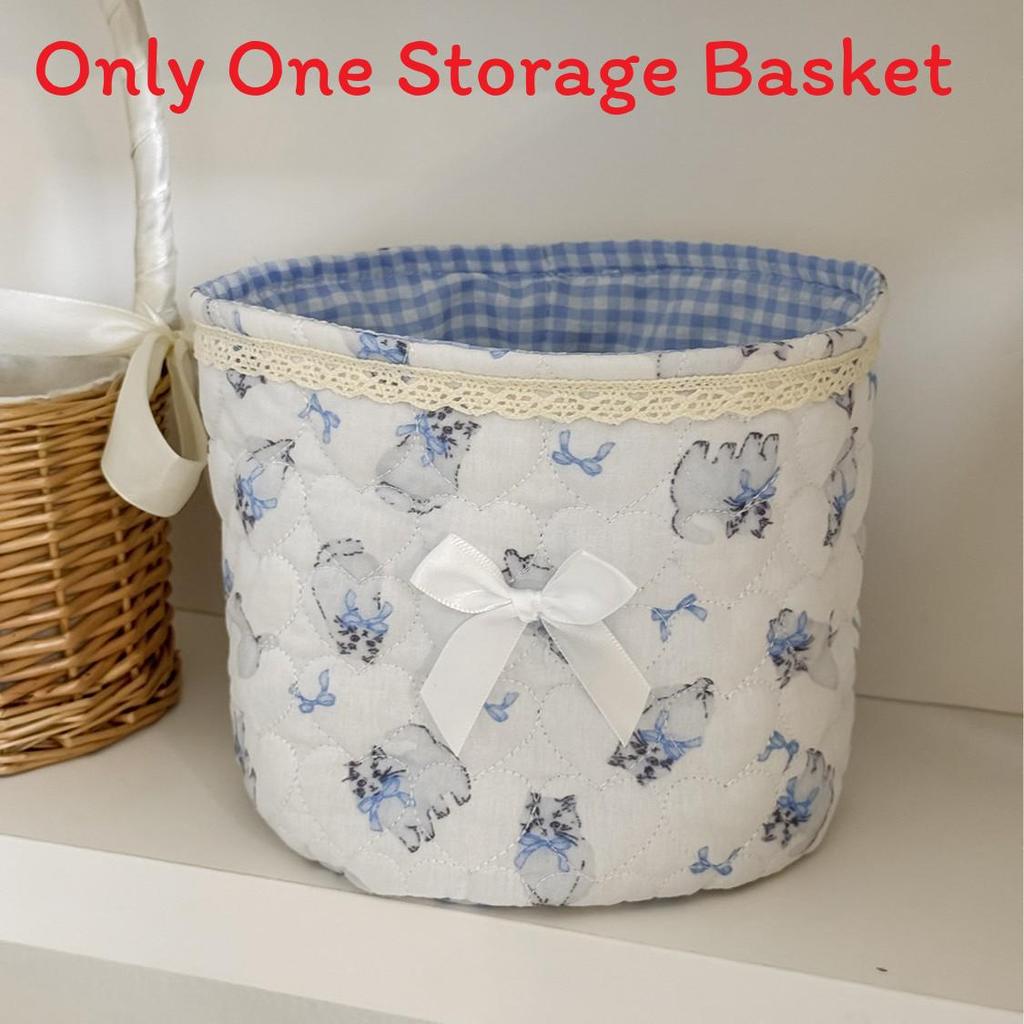 Sweetheart Lace Cylinder Storage Bin With Soft Cotton Material For Desk And Travel Use