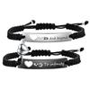 Polished Engravable Heart Cutout Hand-Woven Magnetic Clasp Couple Bracelet