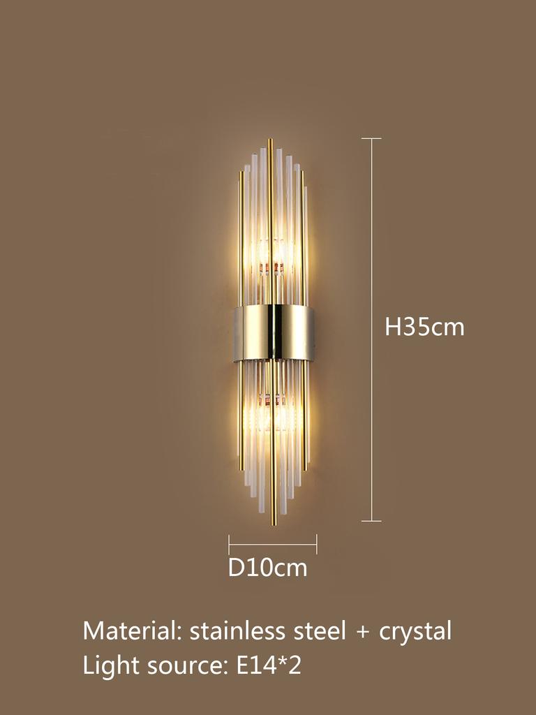Modern Gold/Black Stainless Steel Crystal Wall Sconce Living Room Bedroom Bedside Lamp Hallway Lamp Wall Sconce Home Decoration