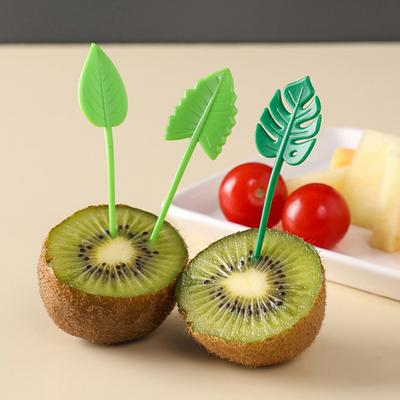 10Pcs Kids Fruit Picks Needle Stick Toothpicks Mini Creative Leaf Shapefruit Cake Dessert Food Forks Lunch Box Decor Bento Accessories