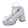 Chunky Heel Platform Women's High Heels 2025 Korean Sweet Mary Jane Pumps Small Leather Shoes Bow Princess Style Lolita Heels