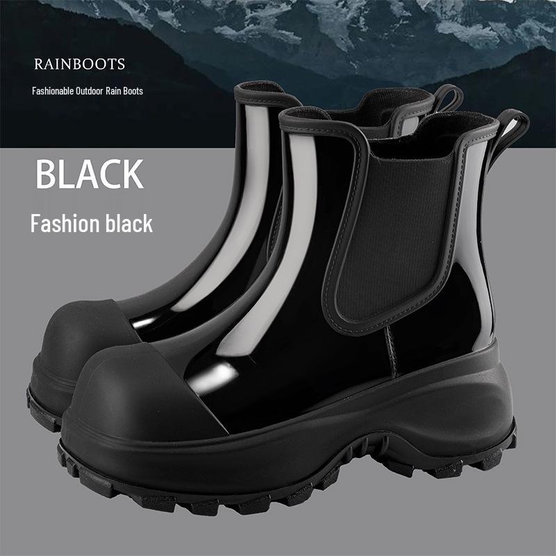 Women's Korean Style Mid-Calf Rain Boots – Thick Sole, Non-Slip, Waterproof Outdoor Fashion