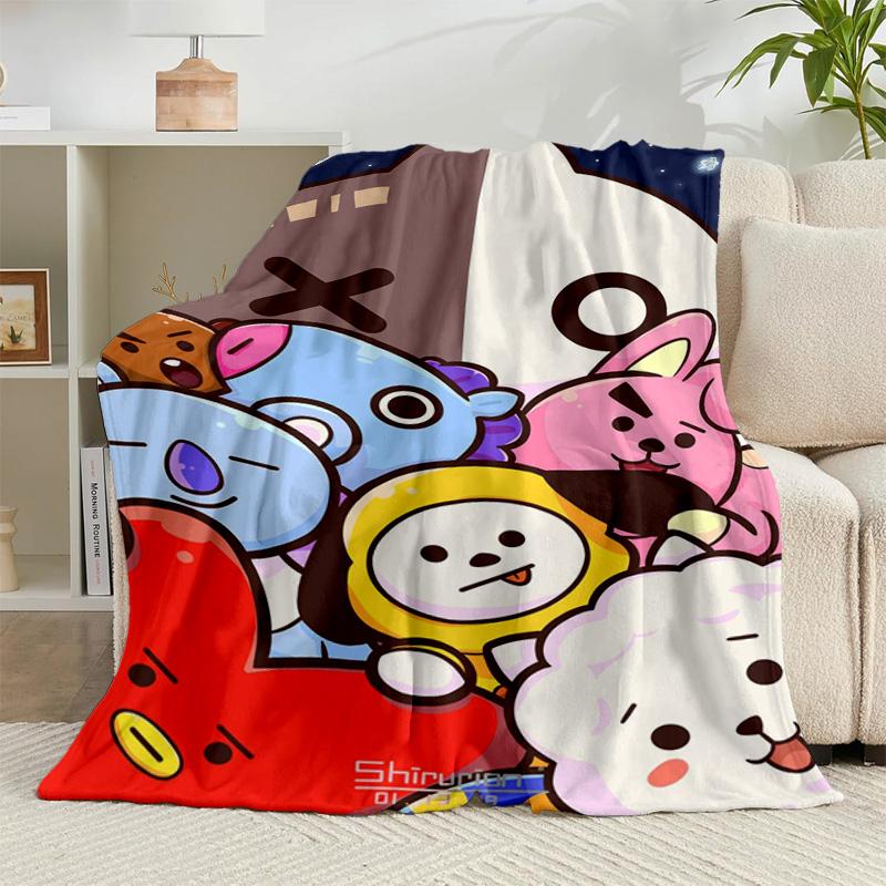 1PC Colorful Cartoon kpop Flannel Blanket Gift, Suitable for Both Men And Women, Soft Ideal for Beds And Sofa, Birthday Or Christmas Gift