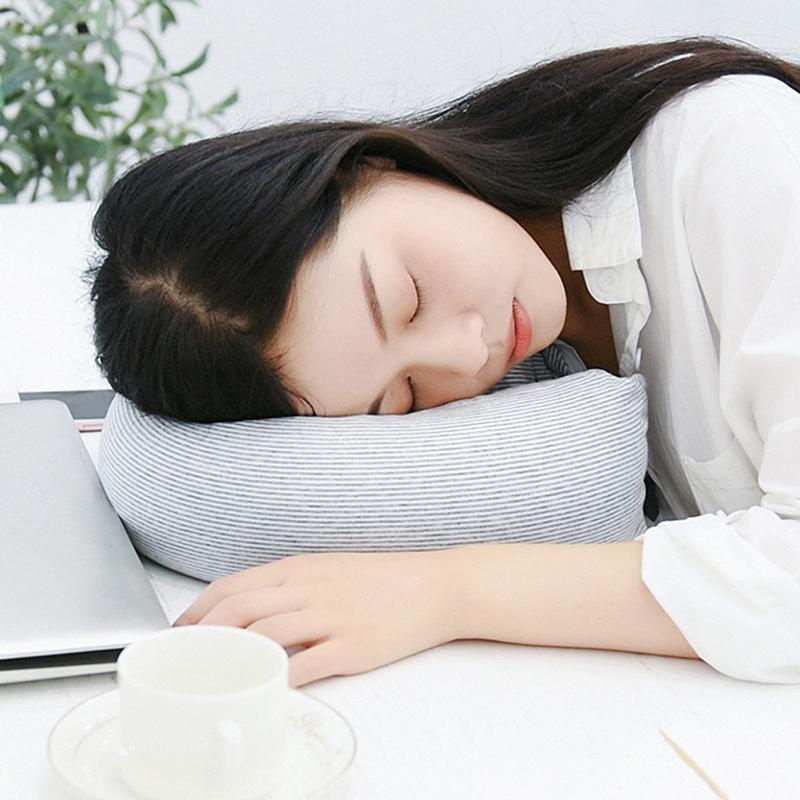 1 buc pernă de protecție a gâtului în formă de U mașină aeronave tetieră pernă de particule din spumă pernă de călătorie multifuncțională din bumbac