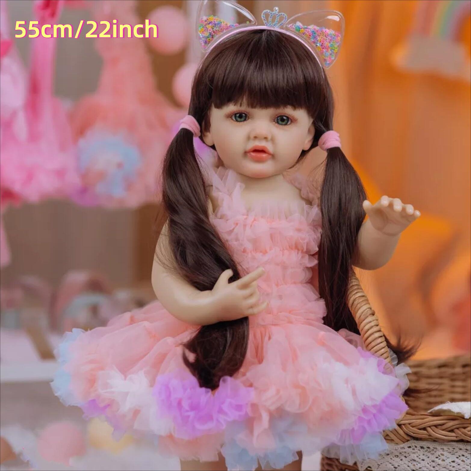 

BZDOLL Реалистичная 55 см 22 дюйма Кукла Реборн для девочки Полное тело Мягкий винил Принцесса Малышка Бебе Новорожденная Художественная игрушка для детей 3+ Подарки на день рождения vinyl body doll