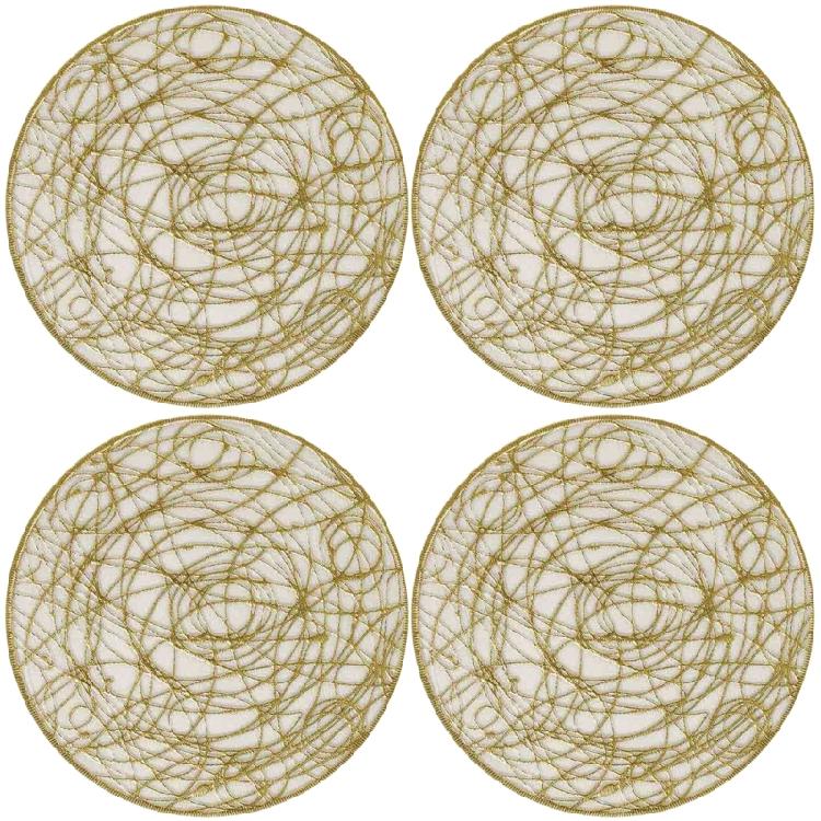 

4 Premium PVC Beverage Coasters Foils Stamped Decoration Nonslip Base Dishwasher Safe Homes Entertaining Essential золотий
