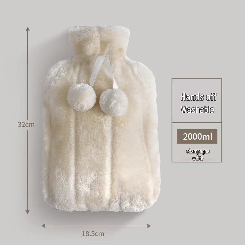 Winter Rabbit Plush Hot Water Bottle & Hand Warmer 2000ML белый/шампанского