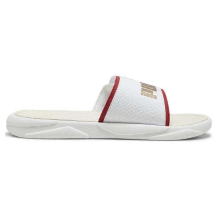 New PUMA Royalcat Comfort Slides 'White Red Gold' 395423-01