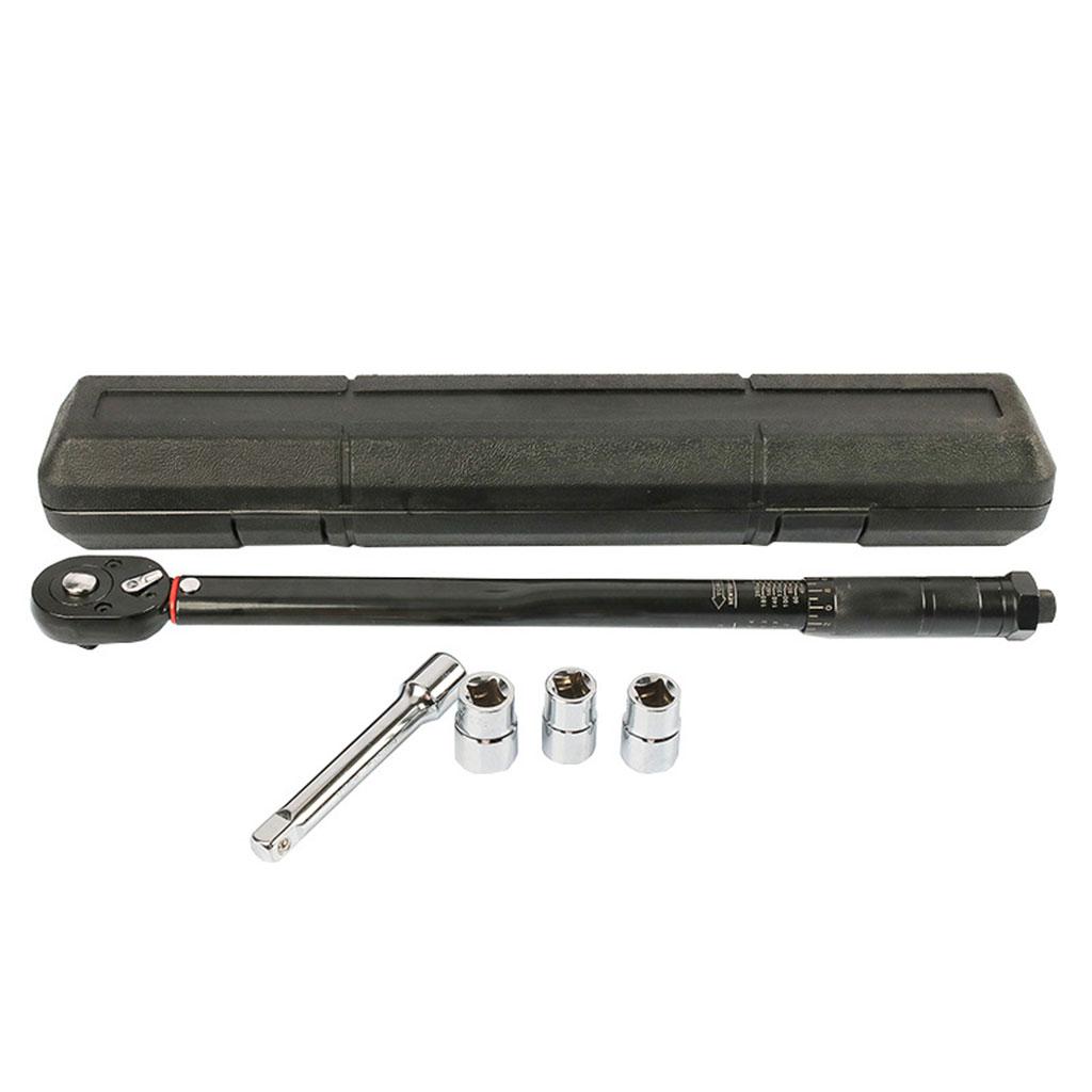 1/2 Inch Drive Click Torque Wrench 5-100 Ft-lb Dual-Direction Adjustable Torque Wrench Set with Extension & Adapters