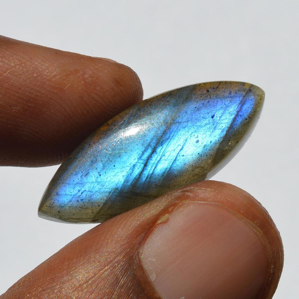 Natural Labradorite Gemstone Cabochon, 15 Carats Blue Fire Labradorite Cabochon, Marquise Shape, Craft Supply Jewelry Making