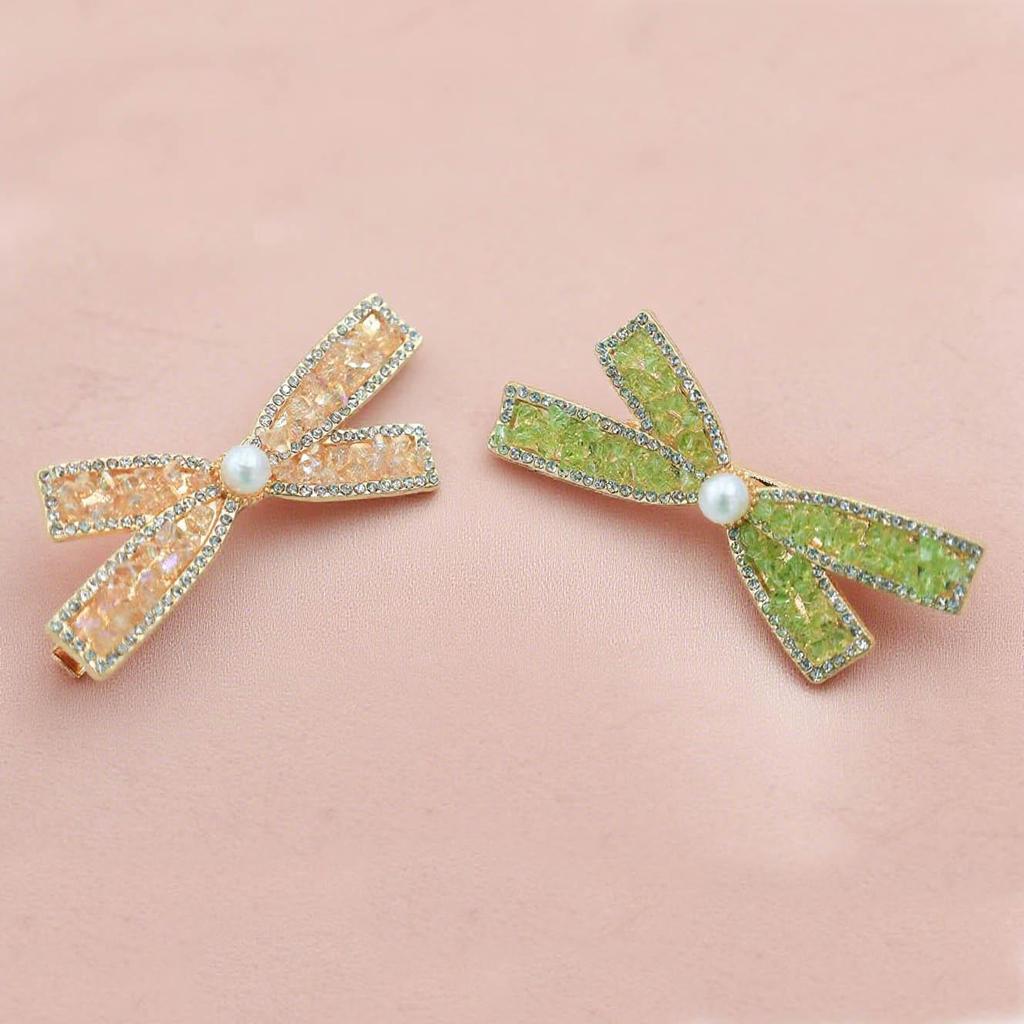 Luxury Crystal Bow Hairpin – Elegant Duckbill Clip for Women