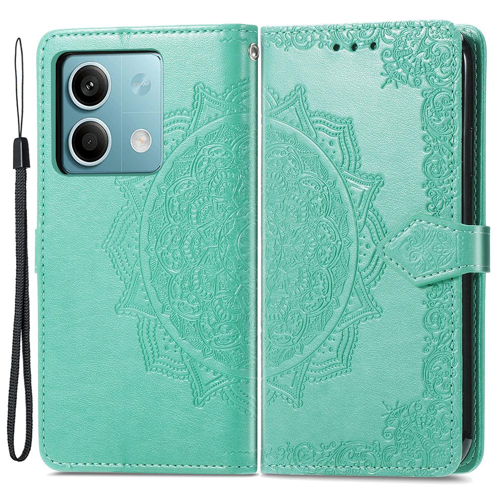 For Xiaomi Redmi Note 13 4G Leather Case Wallet Card Slots Phone Cover Mandala Embossed