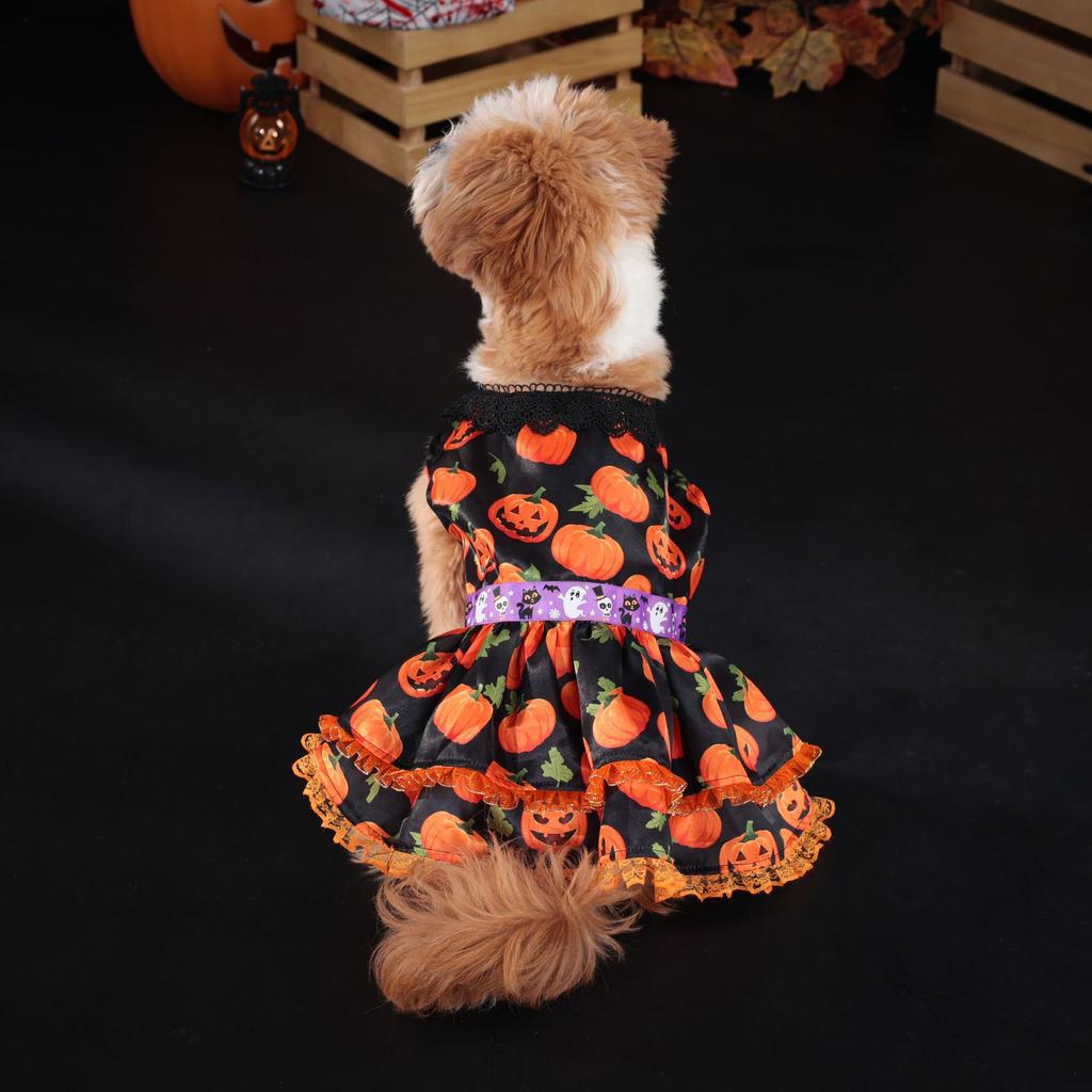 Halloween Dog Dress for Small Medium Large Dogs Pumpkin Pet Costume Party Outfit