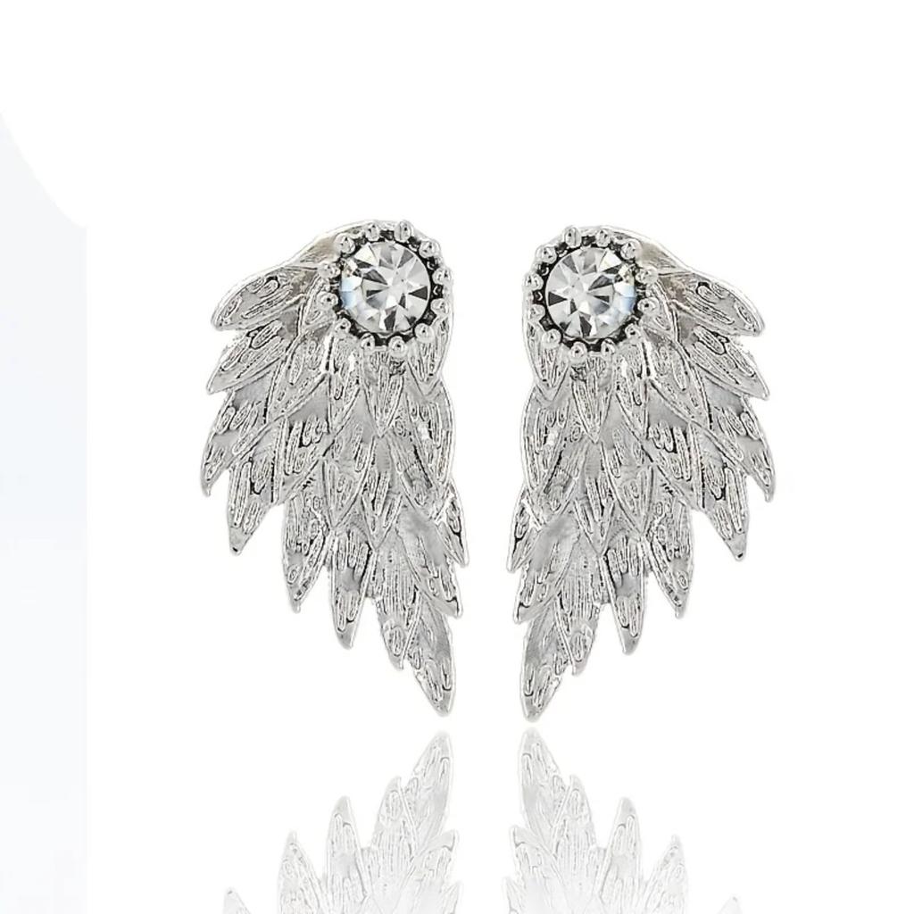 New Vintage Gothic Angel Wing Feather Earrings-(inlay Artificial Rhinestones Adorn)-Fashionable Women'S Jewelry