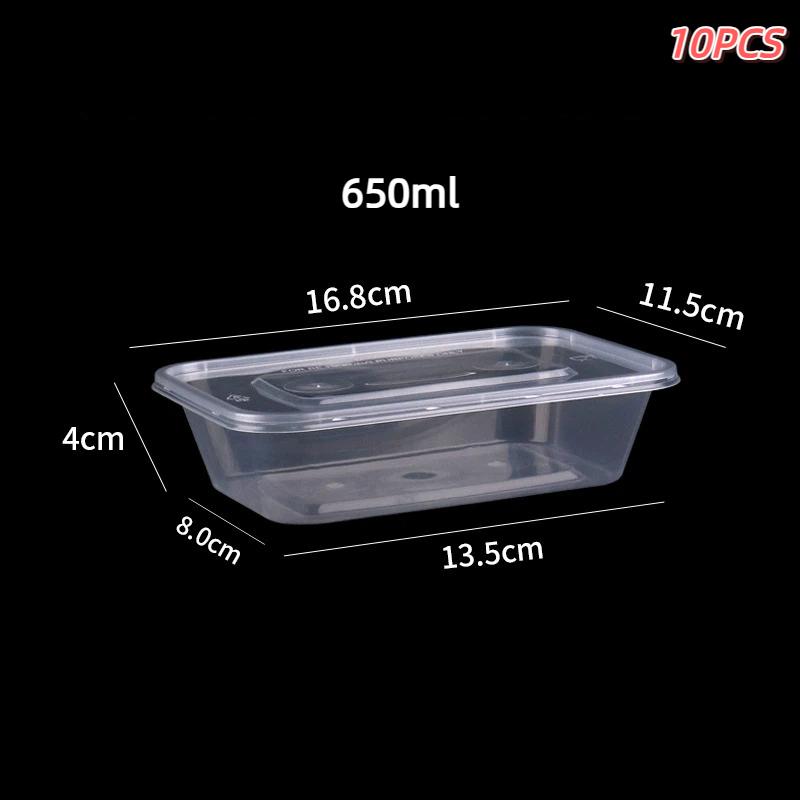 Clear Disposable Food Carry Out Boxes 10Pcs BPA Free Containers for Salad Fruit Cake Lunch Meal Delivery