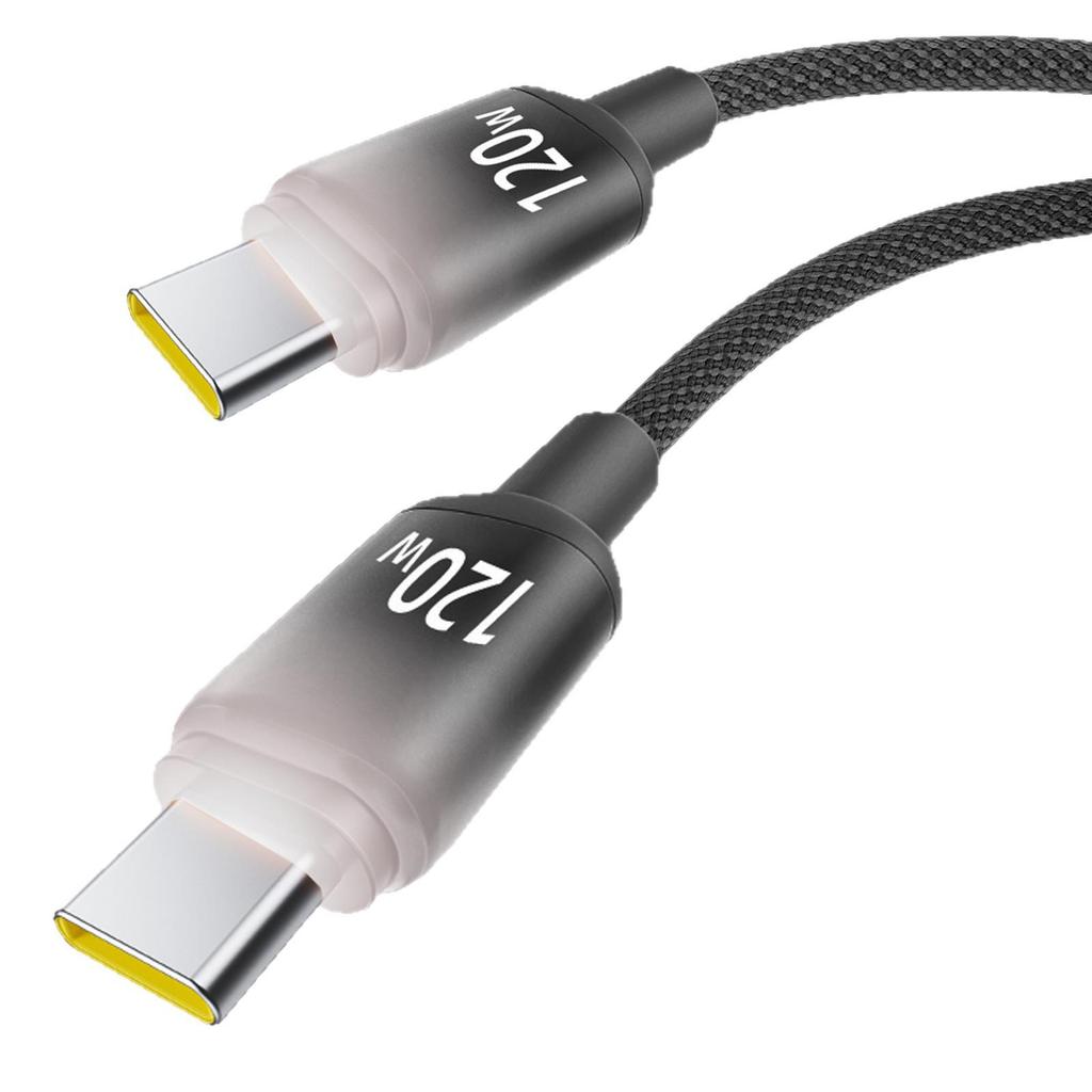 120W Dual Type-C Fast Charging Cable 6A for Apple 15/16, Huawei Laptops, and Mobile Phones