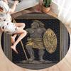 Retro Line Roman Warrior Round Area Rug,Carpet Rug for Living Room Bedroom Sofa Playroom Decor,Non-slip Floor Mat