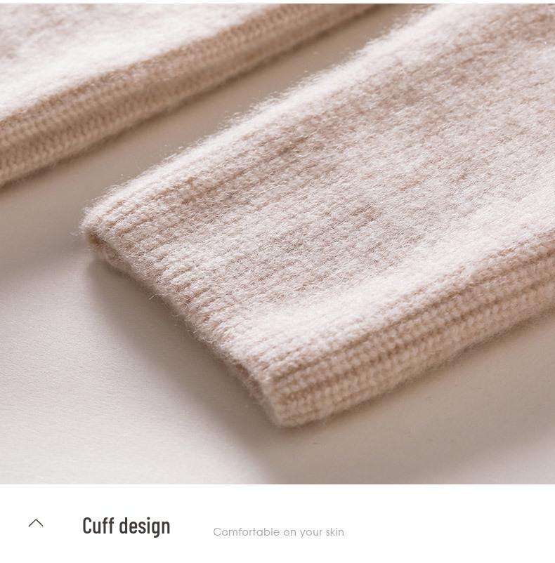 Women's 2025 Autumn/Winter V-Neck Cashmere Sweater: Solid Color, Loose Fit, Short, Long Sleeve Knit Base Layer
