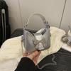 Handbag Bow Buckle PU Bag Pu Leather Women's Shoulder Bag Casual Silver Bucket Bag  Women