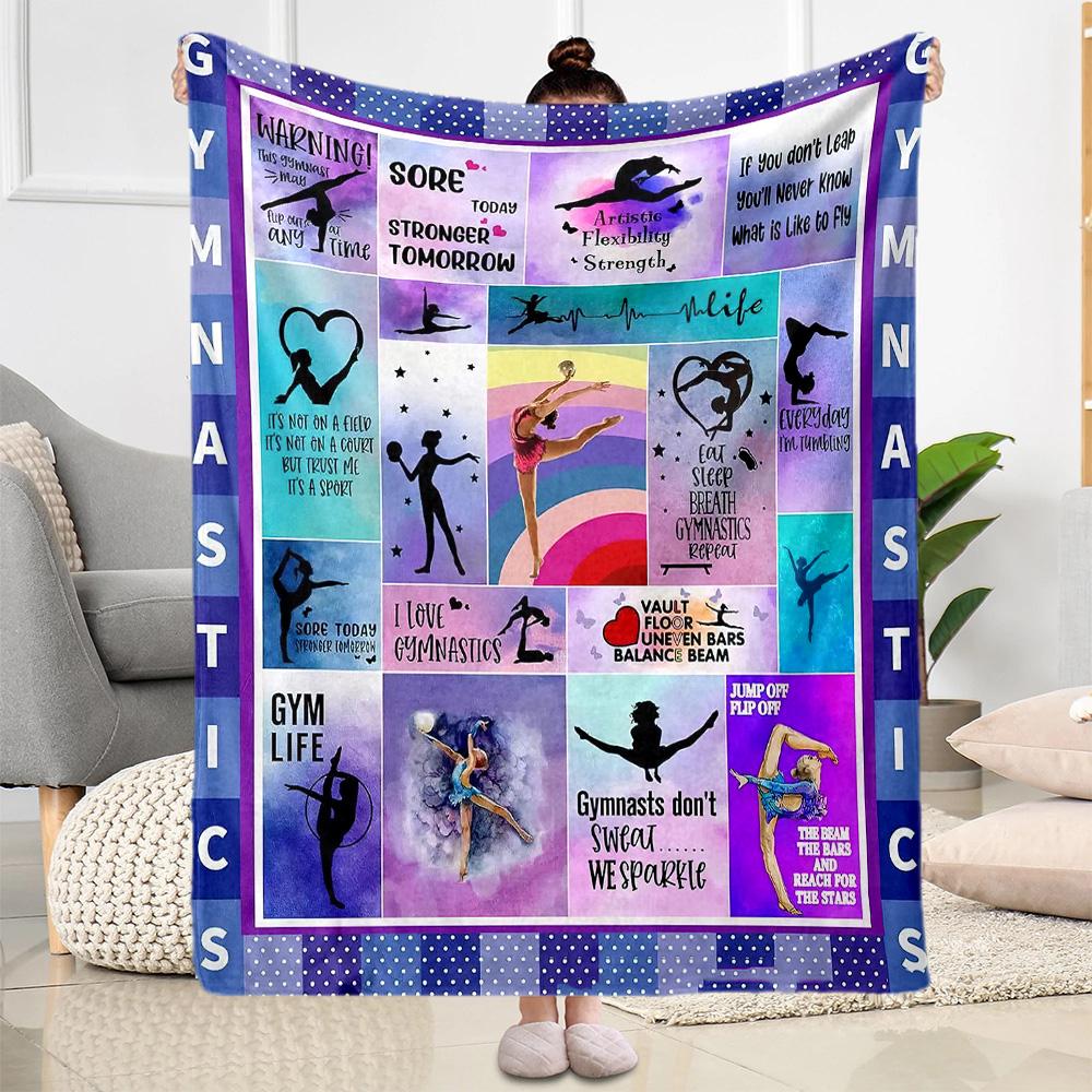 Gymnastics Dreams In Colors Blankets Are Suitable for Living Rooms, Bedrooms, Camping, and Other Places, Making Them an Ideal Choice for Gifts.