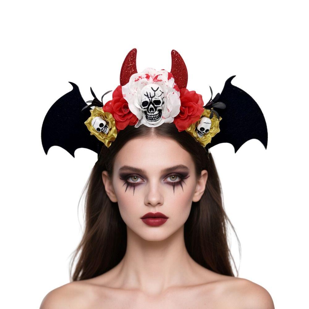 Gothic Halloween Skull Headband Dark Day of The Dead Hairband Skull Head Hair Hoop  Cosplay