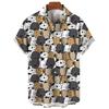 Woman Cat Shirts Short Sleeve Korean Clothes Summer Print Clothes Lapel Button Tops Outdoor Comfortable Versatile
