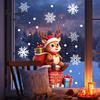 Waterproof Holiday Wall Decals 2 Pcs Christmas Window Stickers, Cartoon Cute Deer Rabbit Cling, Festive Party Glass Ornaments Winter Snowflakes Static