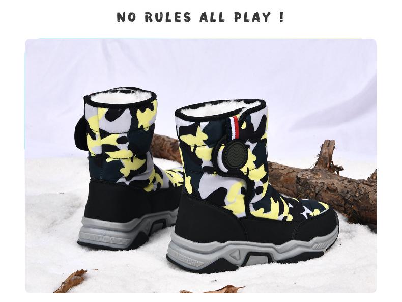 Botas de Neve de Camuflagem de Inverno para Crianças - Quentes, Algodão Acolchoado para Meninos e Meninas