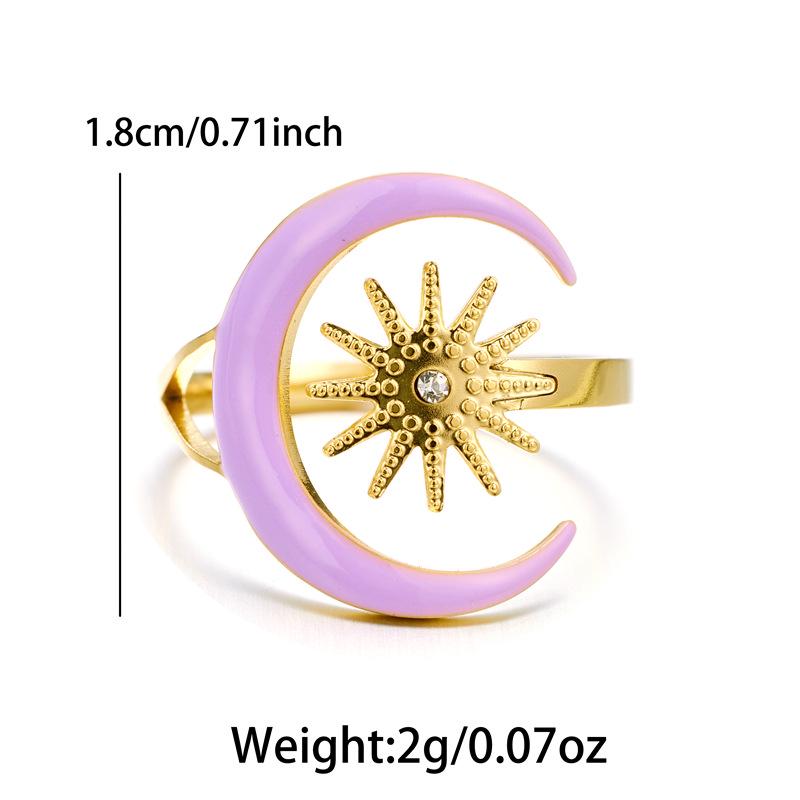 

Ретро кольцо с цирконом в виде луны и звезды: Европейский и американский стиль, нержавеющая сталь, персонализированные украшения