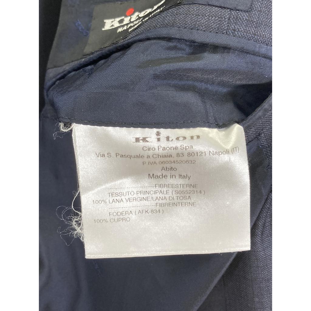 Kiton Excellent condition UA89K01X1617002 14 Micron check suit suit setup 54 R08 NavyUsed