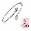 Thin 925 Silver Bangle Bracelet, Twisted Teardrop, Sparkling Water Drop