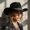 Damen S Vintage Western Stil Breiter Rand Aufgerollter Rand Sonnenschutzhut