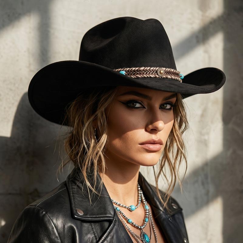 Western Ethnic Style Large Brim Women S Fedora Hat