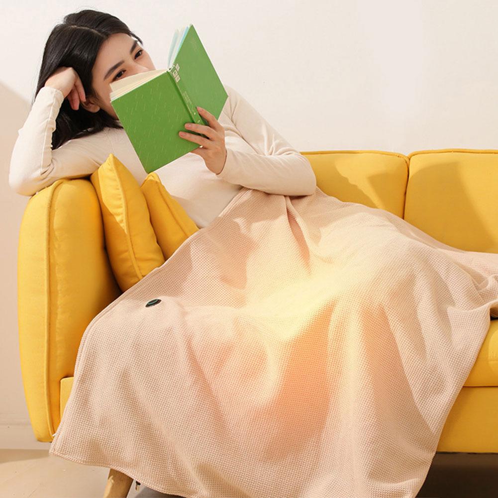 USB Electric Heated Blanket 3 Heating Levels Fleece Heated Blanket Portable Heated Blanket Cape for Household and Office