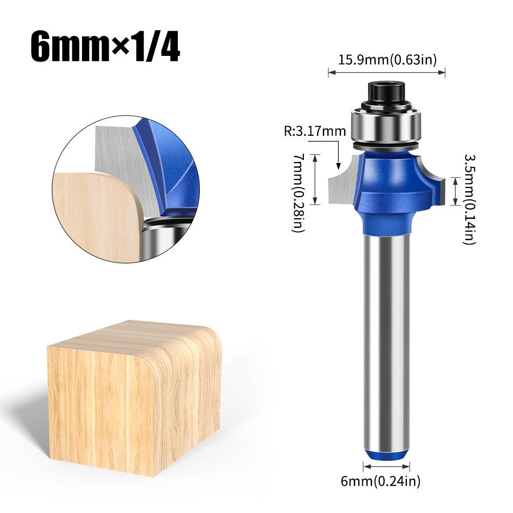 Jincheng Professional Grade Round Corner Knife Chamfering Knife R Angle Knife Line Knife Woodworking Milling Cutter Edge Trimmer Head R1/4 Handle