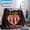 Custom Name Monaco Crest Emblem Flannel Blanket, Use for Birthday/Holiday Gift, Soft Blanket for Sofa/Bed/Camping/Office, Home Decor