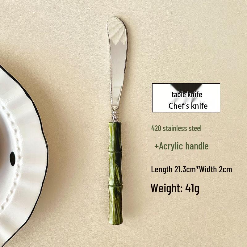 Zuo Zhixun Темно-зеленый Узел Бамбука Нож для стейка