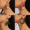 Xmas Tree Christmas Drop Earrings Party Festival Wreath Circle Earrings New Year Earrings  Holiday