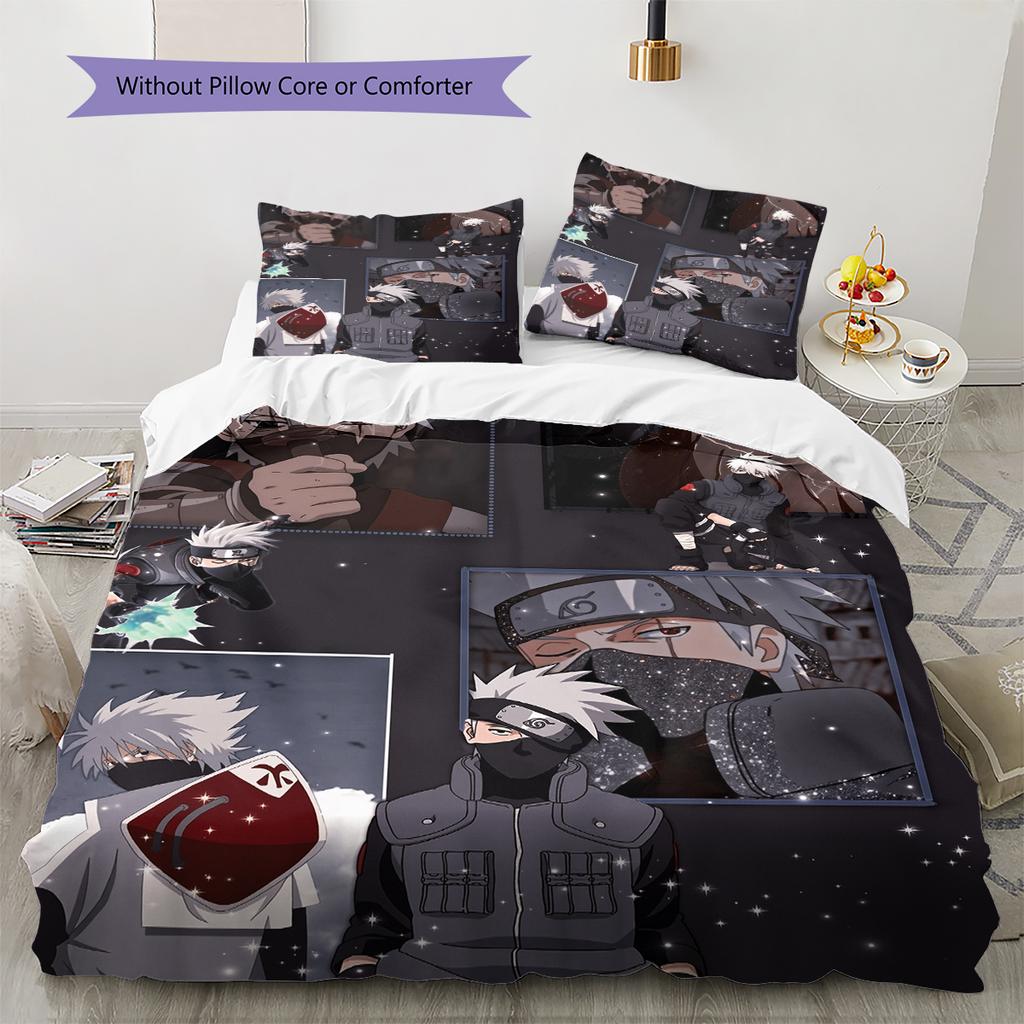 Naruto Anime Character Pattern Bedding Home Decoration Birthday Gift (1 * duvet cover + 2 * pillowcase, without core)