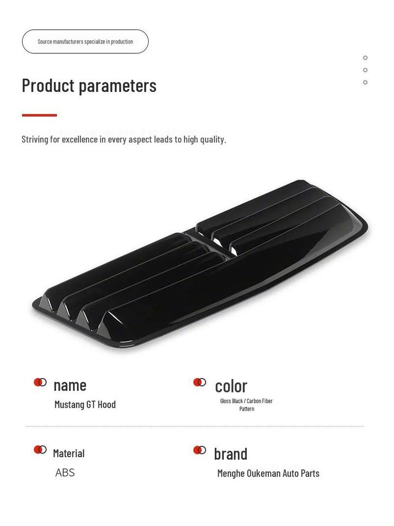 Modifizierter Motorhauben-Lufteinlass für den 2024 Ford Mustang S650 mit hohen und niedrigen Haubenaufklebern