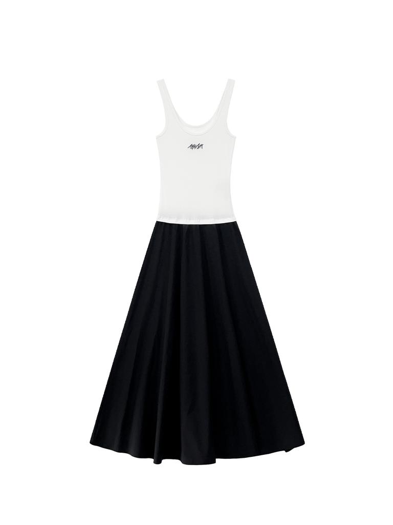 Meuameu Logo Sleeveless Layered Dress
