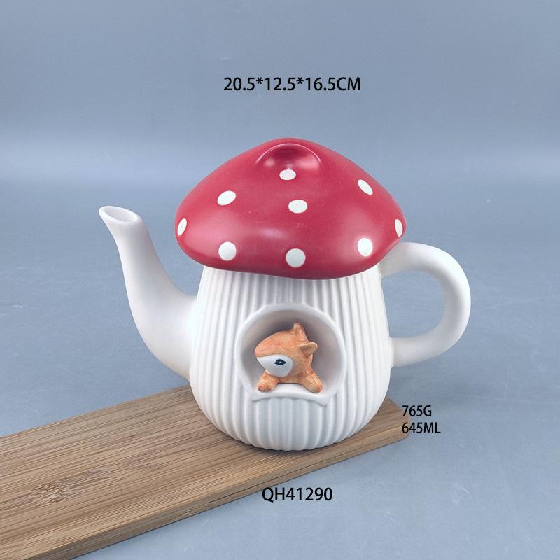 Mushroom Kettle Coffee Cup Female High-Value Afternoon Tea Set Cartoon Cute Ceramic Drinking Coffee Cup