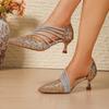 Luxury Crystal Women High Heels Sandals Pointed Toe Heeled Shoes 2025 New Sexy Designer Woman Slippers Summer Pumps Sandalias